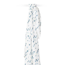 Load image into Gallery viewer, Lulujo Navy Triangles Swaddling Blanket

