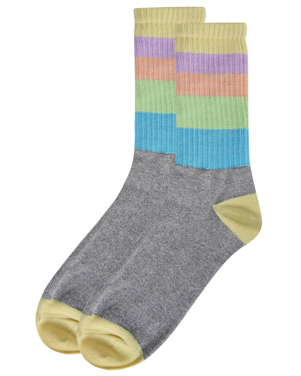 MeMoi - Pastel Stripe Crew Socks