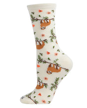 Load image into Gallery viewer, MeMoi - Sloth Bamboo Blend Crew Socks
