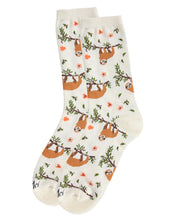 Load image into Gallery viewer, MeMoi - Sloth Bamboo Blend Crew Socks
