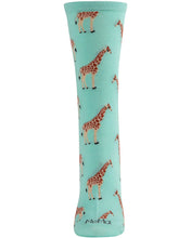 Load image into Gallery viewer, MeMoi - Giraffes Bamboo Blend Crew Socks
