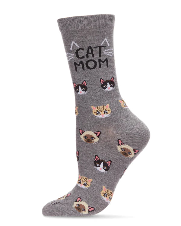 MeMoi - Cat Mom Bamboo Blend Crew Socks