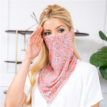 Load image into Gallery viewer, Peach Floral Print Face Shield Mask with Ear Loop
