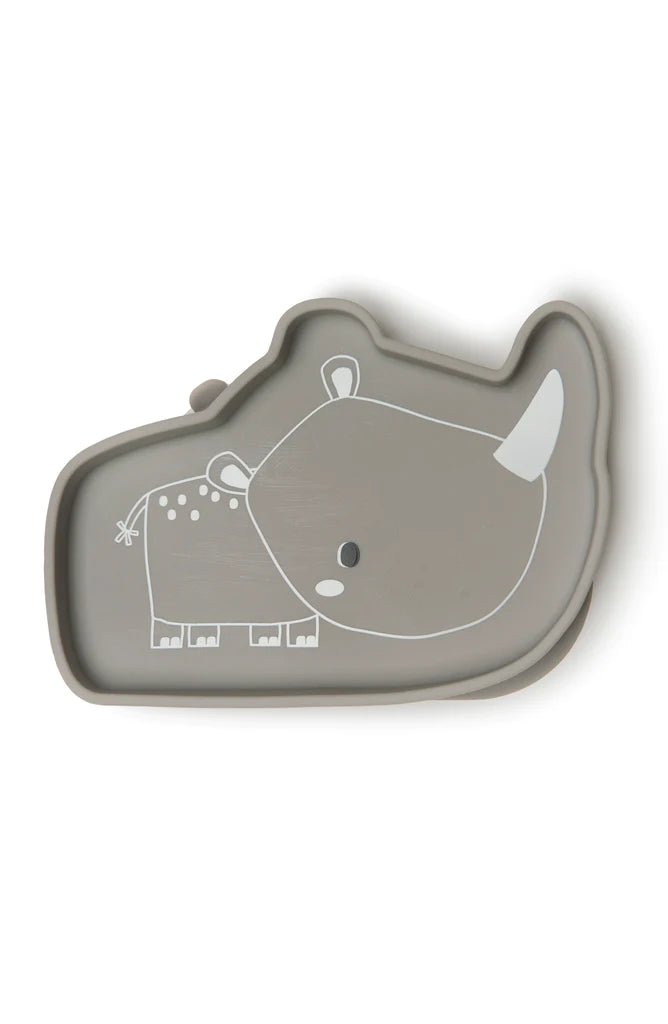 Loulou Lollipop Silicone Suction Snack Plate - Rhino