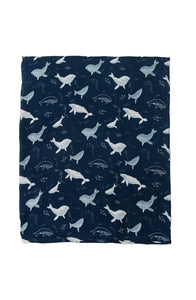 Loulou Lollipop Whales Muslin Swaddle