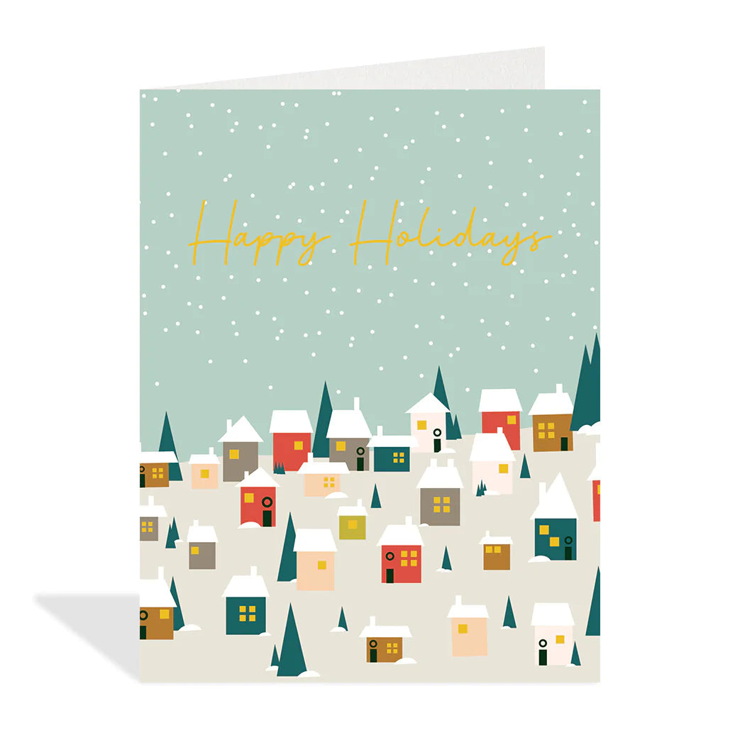 Happy Holidays Village Card