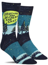 Load image into Gallery viewer, DRAGONS AND WIZARDS AND SHIT - MEN&#39;S CREW SOCKS
