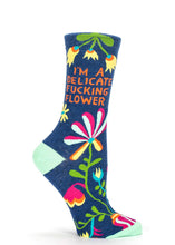 Load image into Gallery viewer, I&#39;m A Delicate Fucking Flower - Women&#39;s Crew Socks
