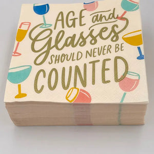Age And Glasses Should Never Be Counted Cocktail Napkins- 20ct