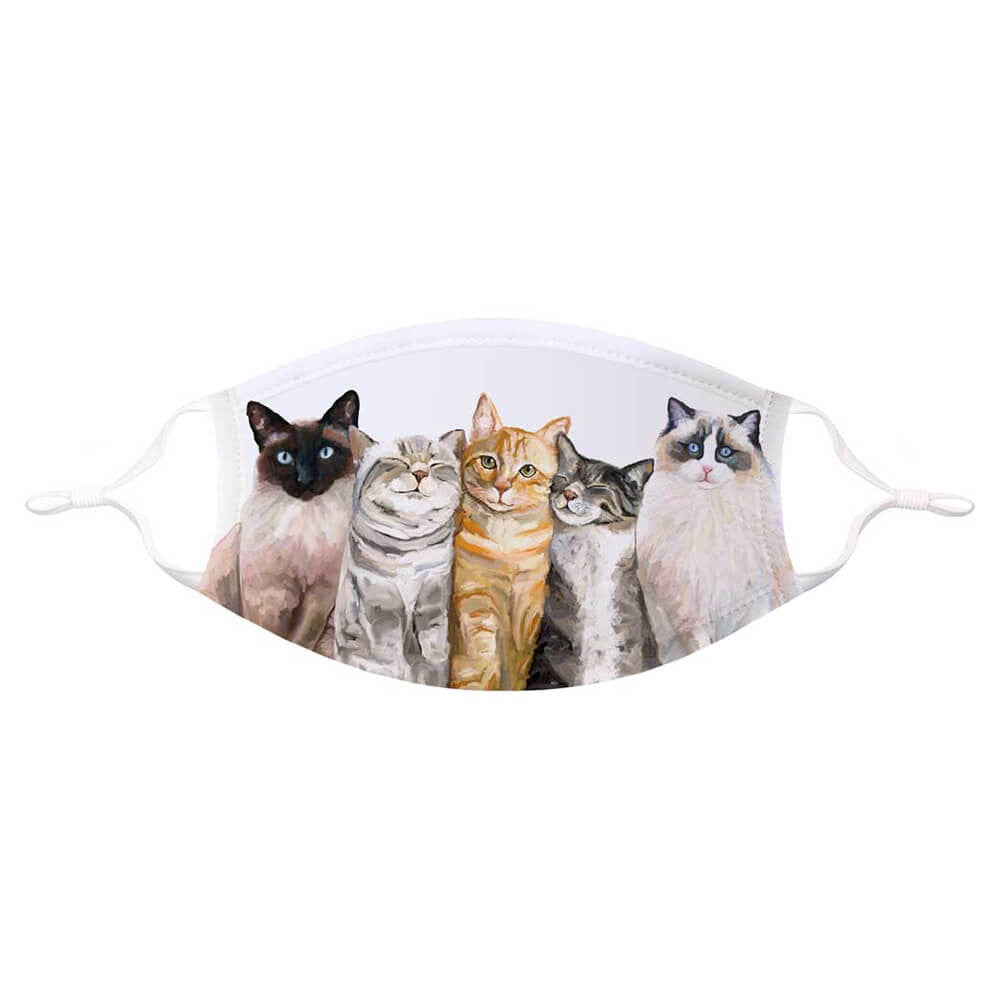 GreenBox Art Feline Friends - Cat Bunch Cotton Jersey Face Mask