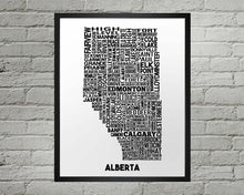 Load image into Gallery viewer, Alberta Cities Typography Map Print
