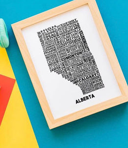 Alberta Cities Typography Map Print