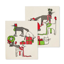 Load image into Gallery viewer, Holiday Cats Dish Cloths. Set of 2
