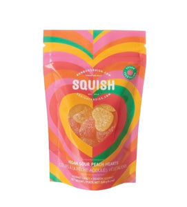 Squish Vegan Sour Peach Hearts Vegan Gourmet Candy