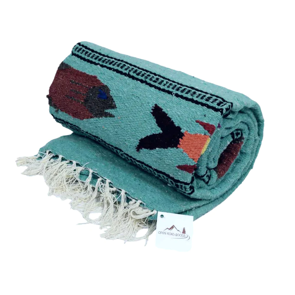 West Path - Mint Green Fish Baja Blanket – The Card Room at KRICKET'S